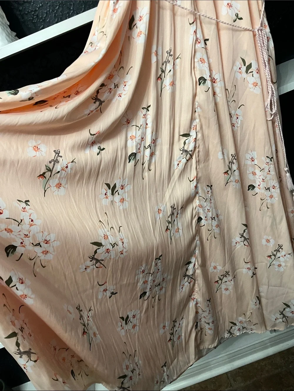 Abercrombie & Fitch Peach Floral Spaghetti-Strap Maxi Dress